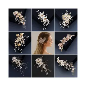 Miallo Elegant Bridal Jewelry Side Hair Clip Handmade Beaded Wedding Headwear Dress Accessories Pearl Crystal Headpiece