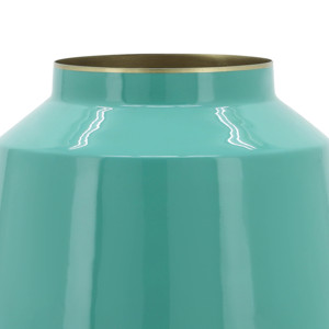 Vaso Moderno in Metallo Decorativo per Fiori, per Soggiorno, Camera da Letto, Ufficio, Pezzo d'Arredo, Colore Teal con Bordo Dorato - Product Image 4