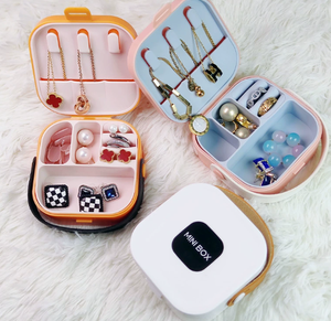 Cute Korean Style Multifunction Travel Jewelry Box with <b>Mirror</b> & Handle Lightweight Compact Jewelry Holder for Rings Necklaces - Product Image 3