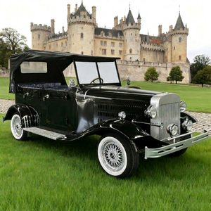 Coche Eléctrico Vintage Personalizado Zhenda con Carrocería Negra, Interior Azul, Vehículo Retro Antiguo, Lujoso y Elegante para Bodas y Eventos - Product Image 1