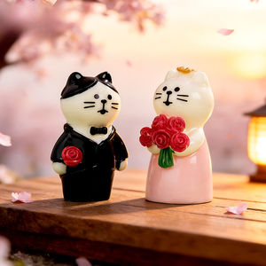 Miniature de paysage, dessin animé mignon, couple de chats de style japonais, artisanat en résine, accessoires de décoration DIY, ornements de bureau, ornements de voiture - Product Image 3