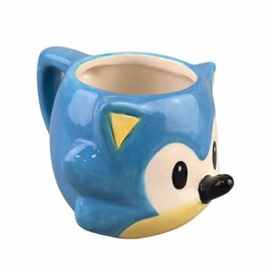 Ceramic Porcelain <strong>Sonic</strong> Hedgehog Animal Head <strong>Mug</strong> 3D Anime &amp; American Style Eco-Friendly QH with Straw Cap Spoon Tea Party Gifts - Product Image 5