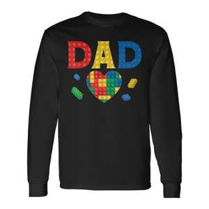 T-shirt à manches longues pour la fête des pères, Dad Lover Master Builder Building Bricks Blocks - Product Image 1