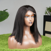 Perruques Bob Droites Double Drawn en Cheveux Humains Vierges Bruts de Grade 12A, Cheveux Vietnamiens, avec Frontale en Dentelle HD 4x4, Vente en Gros