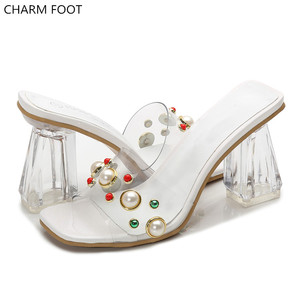 Di modo <span class=keywords><strong>con</strong></span> scintillio grande formato trasparente womans <span class=keywords><strong>tacco</strong></span> alto di cristallo Pantofola - Product Image 6