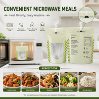 Sachet d'emballage alimentaire autoportant imprimé sur mesure, haute température, à évacuation automatique de vapeur, pour repas surgelés et préparés