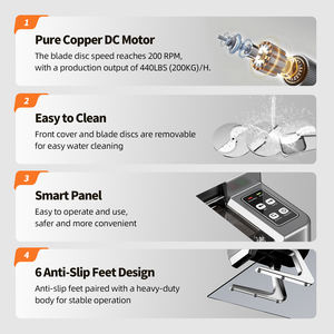 Machine à trancher la viande et à couper les légumes de qualité commerciale, 200 kg/h, moteur en cuivre, lames en acier inoxydable, tension universelle 110V 220V - Product Image 4