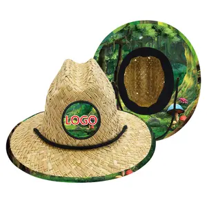 Sombreros de paja con Logo personalizado para niños, Sombrero de playa con visera ancha y logotipo personalizado, para Surf, primavera, verano, otoño e invierno, de 3 a 5 días, venta al por mayor