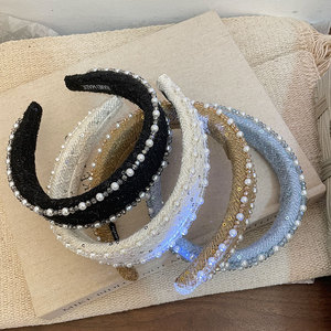 New Pha Lê Sequin Ngọc Trai Phụ Nữ Headband Tiên Tiến Cảm Giác Rộng Cạnh Của Cô Gái Headband Kint Phong Cách Ánh Sáng Sang Trọng Hairband Phụ Kiện - Product Image 4