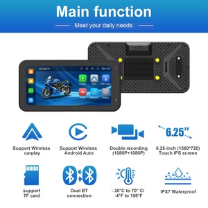 6,25 Zoll Motorräder GPS-Navigator wasserdichte Vorder- und Rückfahrkamera drahtloses Carplay Android Auto-Smartphone-<span class=keywords><strong>Monitor</strong></span> - Product Image 5