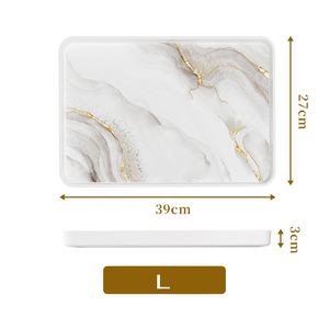 Marble-patterned Melamine Resin Bathroom <b>Dressing</b> <b>Table</b> Tray Countertop, Cosmetic Perfume Candle Tray - Product Image 5