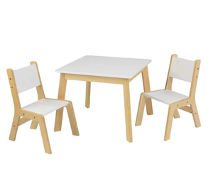 Juego de mesa moderna y 2 sillas - Blanco |   Elegante Juego de Muebles Minimalistas de 3 Piezas para Estudio o Sala de Estar con Acabado Blanco Liso - Product Image 1