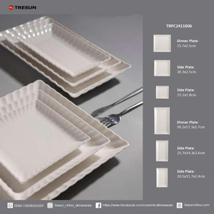 Ensemble de vaisselle en céramique gaufrée 2025 Offre Spéciale assiettes rectangulaires de qualité supérieure pour un restaurant à domicile - Product Image 6