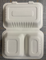 Conteneur alimentaire rectangulaire en bagasse à 2 compartiments 9*6-2, nouveau matériau, marque SINCERE, origine Shandong, vente en gros