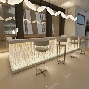 Factory Home For Sale Display With Led Light Restaurant Event Coffee Shop Night Club Kitchen Contemporary Light Up Bar Counter