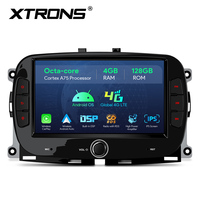 XTRONS 7 pouces Octa Core 4+128 Go Global 4G Écran IPS 1024x600 Lecteur multimédia stéréo de navigation automobile Android pour Fiat 500