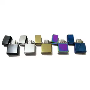Factory Smoking Wholesale Hot Sell Cheap Black Metal Flint Match Petrol Oil Lighters Refillable With Metal Box