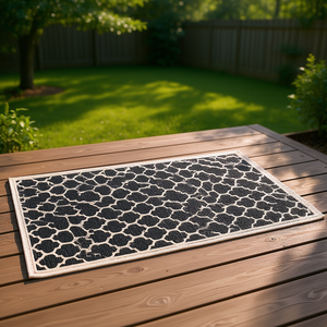 Alfombra Reversible para Exteriores DB 9x18, Negra y Beige, de Plástico y Paja, para Patio, Terraza y Camping - Product Image 2