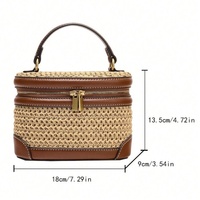 Sac à main femme de luxe marron moderne en paille, petit sac fourre-tout en PP tressé, sac à bandoulière, style vintage français pour l'été et la plage