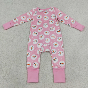 Pijama Enterizo de Verano para Bebé Niño con Estampado de Muñeco de Nieve Rosa, sin Mangas, con Cierre de Cremallera, Transpirable, de Algodón Suave, Longlv - Product Image 3