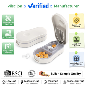 Ustom Logo 2 in 1 taglierina per pillole sfuse a metà Splitter per pillole con custodia per Tablet portatile divisore produttore - Product Image 1