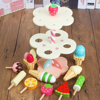 Houten IJsjeskraam 3-laags Display voor IJsjes, Fruitjes, Kinderen 3+ Pretend Play Winkelbalie Speelgoed UBM Merk OEM Fabriek