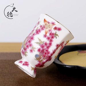 Taza de Té de Porcelana Rosa Flor de Cerezo con Borde Dorado para Uso Personal, Origen Dehua - Product Image 3
