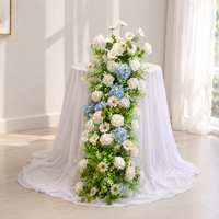 Centre de table de mariage moderne et romantique en fer cascade vert et blanc avec fleurs d'hortensia et de roses, vente en gros, conception personnalisée, direct usine