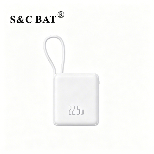 High-Capacity 10000mAh Portable Power Bank with Built-In Cable Design