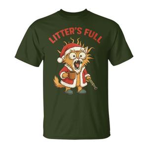 Camiseta navideña Litter'S Full Cat, camiseta de disfraz navideño para hombre - Product Image 1