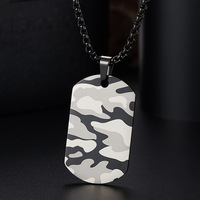 Collier pendentif en acier inoxydable plaqué or camouflage laser, style militaire, chaîne pour homme, streetwear urbain, accessoire de mode hip hop