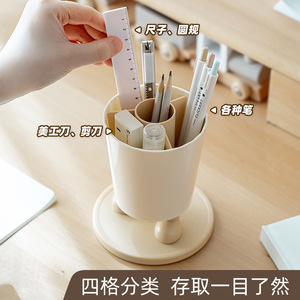 Good Products Of The Times Rotating Pen Holder Round Digital Printing Desk Storage With Smile Design For Office Use - Product Image 2