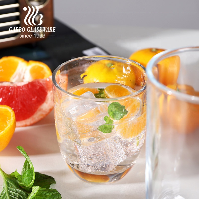 Multi sizes 7oz 9oz 10oz in stock glass tumbler cylinder shape transparent highball glass for juice beverage cocktail serving