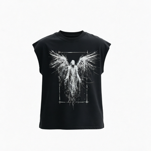 Custom Logo <b>Mens</b> <b>Black</b> Sleeveless Tank 340g Washed Cotton <b>Vest</b> O-Neck Gothic Streetwear Muscle Tee - Product Image 1