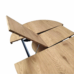 <span class=keywords><strong>Table</strong></span> à manger extensible ronde en bois au design minimaliste, base conique en MDF naturel <span class=keywords><strong>de</strong></span> 47 pouces, pour salon ou hôtel - Product Image 4