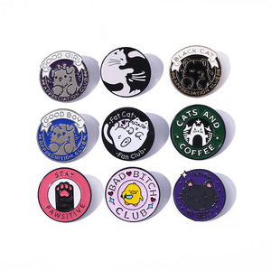 Vente directe usine RTS, faible MOQ, épingles en émail en alliage métallique, motifs animaux mignons (Chat noir, Panda, Ange, Croix), pour vêtements, vente en gros - Product Image 6