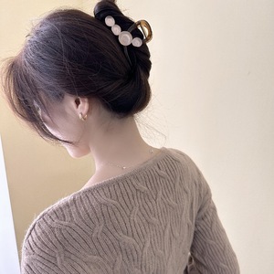 Perle goutte d'eau transparente pince à griffes Double face femme couleur unie pince à requin Version de la mode tempérament pince à cheveux creuse - Product Image 2