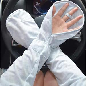 Women's Summer Sun Protection Ice Sleeve <b>Gloves</b> With Horseshoe Cuffs Loose Fit For Driving Outdoor Use UV Protection Ice <b>Silk</b> - Product Image 5