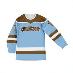 Camiseta de Hockey sobre Hielo Personalizada, Cuello Redondo, Manga Larga, Sublimada, Transpirable, con Logotipo Frontal, de Secado Rápido, Unisex, para Adultos - Product Image 1
