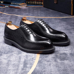 Chaussures de mariage classiques d'automne pour hommes en cuir véritable respirantes antidérapantes à lacets chaussures habillées formelles pour le bureau et les fêtes - Product Image 4