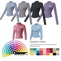 Veste de sport de yoga à manches longues, coupe régulière, grande taille, effet amincissant, fitness, course à pied, entraînement, avec un design uni en élasthanne