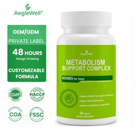 AegleWell OEM Metabolizma Destekleyici Kompleks Tabletler 650mg Asetil L Karnitin EGCG Beyaz Barbunya Ekstresi 60 Tablet GMP Yetişkinler İçin