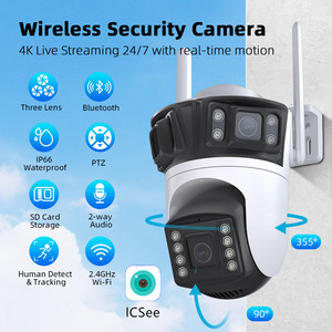 Icsee 3 Lens <b>Wireless</b> Wifi Camera Outdoor Full Color Night Vision Waterproof 2mp Ptz With Sound Light Alarm - Product Image 5