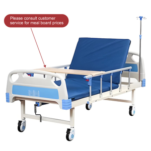 Lit d'hôpital manuel à manivelle unique avec tête de lit en ABS, barrières pliables, matelas imperméable et poteau porte-perfusion <span class=keywords><strong>pour</strong></span> patient de maison de retraite - Product Image 2