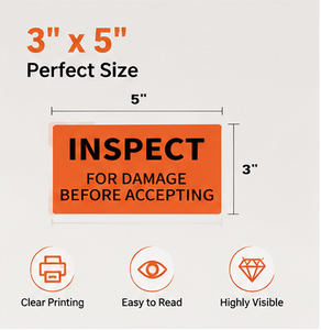 3x5 Inch Inspect For Damage Before Accepting Shipping <b>Labels</b> - Product Image 2