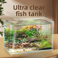 Aquarium Moderne pour Salon, Sans Cadre, Courbé, Petit, Ultra-transparent, en Plastique Acrylique Durable et Écologique