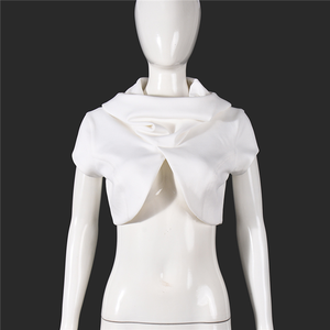 <span class=keywords><strong>Top</strong></span> Corto Sexy para Mujer, Primavera-Verano 2026, Blanco, con Capucha, Manga Corta, Camiseta Femenina - Product Image 4