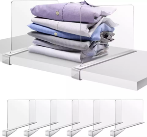 12pcs Sustainable Clear Multi-Functional <b>Plastic</b> Acrylic <b>Shelf</b> Divider for Wood Closets and Organizers - Product Image 5