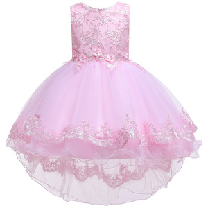 Vestido de Princesa de Tul para Niñas, Color Azul Claro, Corte en A, Bordado con Flores - Product Image 5