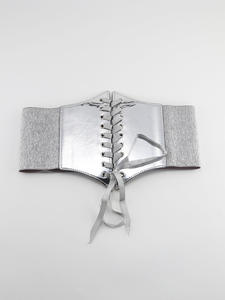 Cinturón Elástico Clásico de PU Dorado y Plateado para Mujer, Cinturón Ancho con Lazada para Mujer - Product Image 4